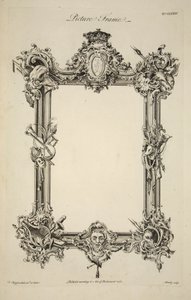 Suunnittelu kuvakehykseen, pubiin. 1761 (kaiverrus) tekijältä Thomas (after) Chippendale