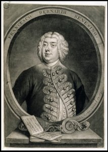 Francesco Bernardi Senesino, kaiverrus Alexander van Haecken (1701-58) tekijältä Thomas (after) Hudson