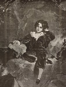 Mestari Lambtonin muotokuva poikana, Charles William Lambton, punainen poika, kaiverrus Thomas Lawrencen maalauksesta L