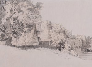 Chepstow Castle (kynä, sivellin ja muste guassimaalauksessa) tekijältä Thomas (attr. to) Tudor