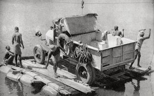 Chambesi-joen ylitys rikkoutuneella ponttonilla, Pohjois-Rhodesia, 1925 1927