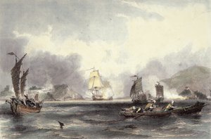 HM:n alukset Imogene ja Andromache ohittivat Bocca-Tigris-akut, n. 1850