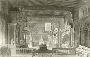 Rutlandin kreivien muistomerkit Bottesfordin kirkossa, Leicestershire (Leicestershire). tekijältä Thomas Allom
