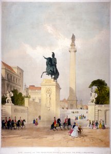 Mall ja Waterloo Place, Westminster, Lontoo, vuosi 1845 tekijältä Thomas Allom