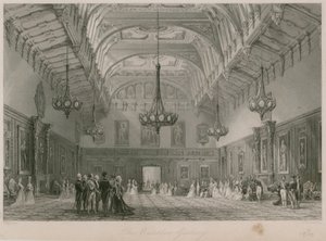 Waterloo-galleria, Buckinghamin palatsi. Julkaistu 1840 tekijältä Thomas Allom