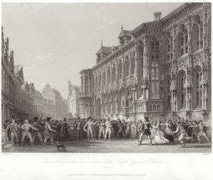 Kaupungintalo ja kansan kapina Kaarle V:tä vastaan tekijältä Thomas Allom