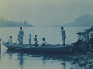 Pojat veneen kanssa, Ohio-joella, lähellä Wheelingiä, Länsi-Virginia. tekijältä Thomas Anshutz