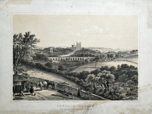 Penrhynin linna, n. 1850 (värillinen litografia paperille) tekijältä Thomas Ashburton Picken