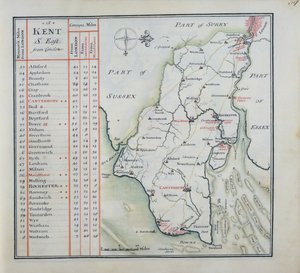 Kent, levy 39r, kokoelmasta A Complete Set of England and Wales in General..., 1724 (kynä & muste ja wc paperilla)