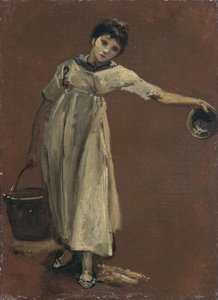 Tyttö kantaa ämpäriä (öljy kankaalle) tekijältä Thomas Barker of Bath