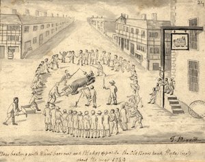 Karhun syötti, Manchester, 1819 (tussi ja tussi ja pesu paperille)