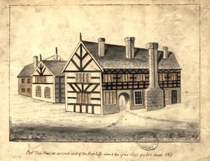 Pool Fold Hall, Manchester, 1819 (kynä ja muste ja pesu paperille)