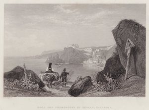 Scyllan kallio ja niemeke, Calabria, Italia (kaiverrus) tekijältä Thomas Brabazon Aylmer