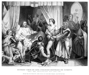 Kuningas Richard I 1157-1199, anteeksiantava Bertrannd De Gurdun, 1800-luvun loppu.