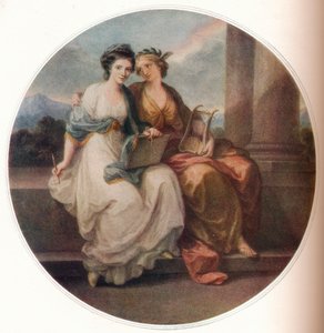 Angelica Kauffmann suunnittelun hahmossa kuuntelemassa runouden inspiraatiota, 1782, 1921