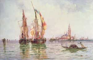 Kalastusveneet lähellä San Giorgio Maggiorea, Venetsia tekijältä Thomas Bush Hardy