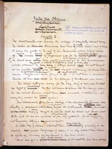 Ms 1-1911, s. 1 Sivu julkaisusta "Jude the Obscure", n. 1894 (muste paperille) tekijältä Thomas Bush Hardy