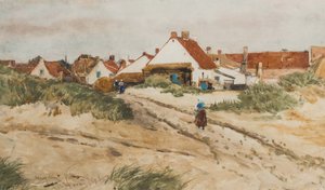Auringonlaskun lähestyminen, Katwijk, Hollanti, 1894 (wc paperille)