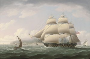 Itä-Intian komppanian laiva Dunira ohittaa Funchalin lahden Madeiran saarella - Thomas Buttersworth tekijältä Thomas Buttersworth