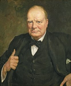 Sir Winston Churchillin (1874-1965) muotokuva (öljy kankaalle)