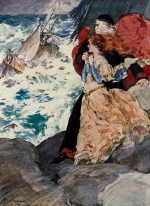 Prospero ja Miranda katsovat myrskyä (väri litho)