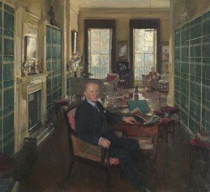 Sir Robert Witt kirjastossaan osoitteessa 32 Portman Square tekijältä Thomas Cantrell Dugdale