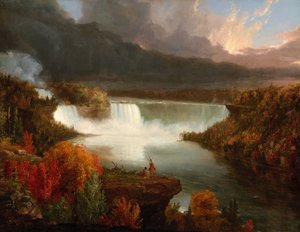 Kaukainen näkymä Niagaran putouksille tekijältä Thomas Cole