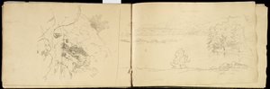 Hoosick tai Saddle Mountain and Lake lähellä Pittsfieldiä, n. 1832 (grafiittikynä luonnonvalkoisella kudottupaperilla) (katso myös 3514873) tekijältä Thomas Cole