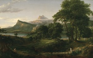 Imperiumin kurssi: Arkadilainen tai pastoraalinen valtio, n. 1836 (öljy kankaalle) tekijältä Thomas Cole