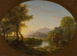 Mylly, auringonlasku tekijältä Thomas Cole