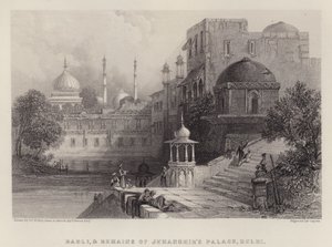 Baoli ja Jehanghirin palatsin jäännökset, Delhi (väri litho)