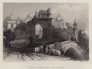 Delhi, muinainen portti (väri litho)Delhi, muinainen portti (väri litho)