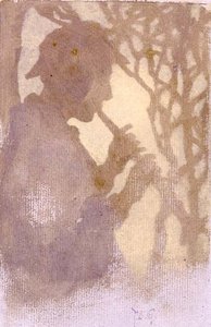 Woodlander tai Piping to the Never Never Land (akvarelli) tekijältä Thomas Cooper Gotch