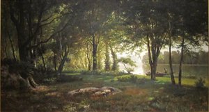 Maisema, joki ja metsä tekijältä Thomas Corwin Lindsay