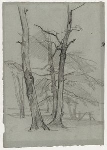 Maisematutkimus puiden kanssa, n. 1870-1875. tekijältä Thomas Couture
