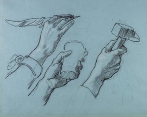 Three Studies of Hands, c. 1876 tekijältä Thomas Couture