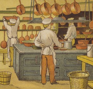 Caen: hotellin keittiö (väri litho)