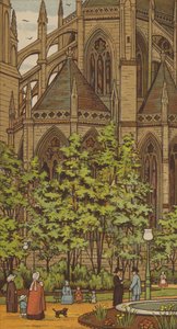 Rouen: St Ouenin kirkko (väri litho) tekijältä Thomas Crane