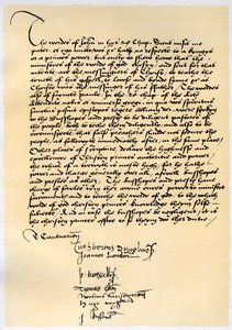 Arkkipiispa Crammerin ja seitsemän muun englantilaisen piispan episkopaalinen julistus, n. 1537. tekijältä Thomas Cranmer