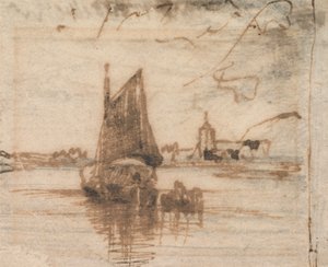 Purjevene Becalmed tekijältä Thomas Creswick