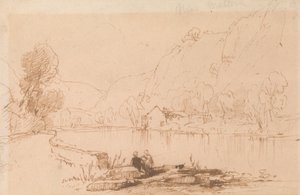 Kalastaja joen rannalla tekijältä Thomas Creswick