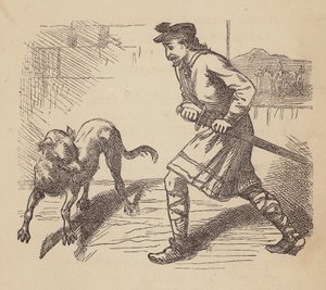 Llewellyn ja hänen koiransa (värillinen kaiverrus)