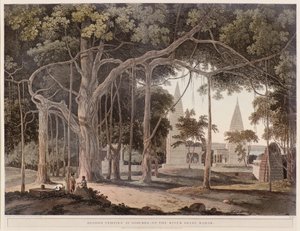 Hindoo-temppelit Agoureessa Soane-joella tekijältä Thomas Daniell