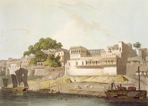 Osa Patnan kaupunkia Ganges-joen varrella, elokuvasta Oriental Scenery: Twenty Four Views in Hindoostan, 1795