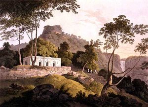 Raje Gaut, päätie Rotas Ghuriin, Bahariin, elokuvasta Oriental Scenery: Twenty Four Views in the Hindoostan tekijältä Thomas Daniell