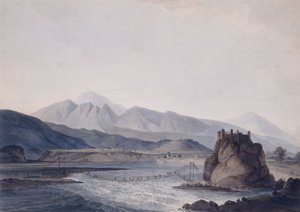 Köysilta, Srinagar, Garhwal, Uttar Pradesh, tekijältä Thomas Daniell