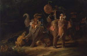 Tiikereiden metsästys Itä-Intiassa [1798, Royal Academy of Arts, Lontoo, näyttelyluettelo] tekijältä Thomas Daniell