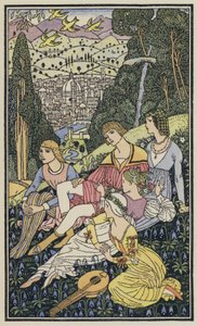 Kuvitus Boccaccion Dekameroniin (värilitro) (värilitro)