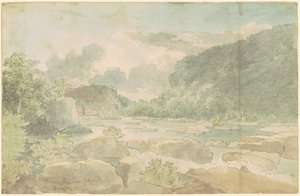 Harpers Ferry from Below, n. 1825-26 (kynä ja muste vesivärillä paperilla) tekijältä Thomas Doughty