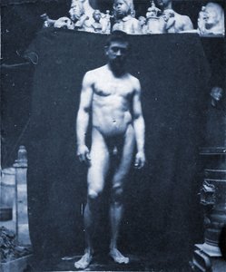 Samuel Murrayn alastonmuotokuva Eakinin ateljeessa, 1890 (syanotypia)
